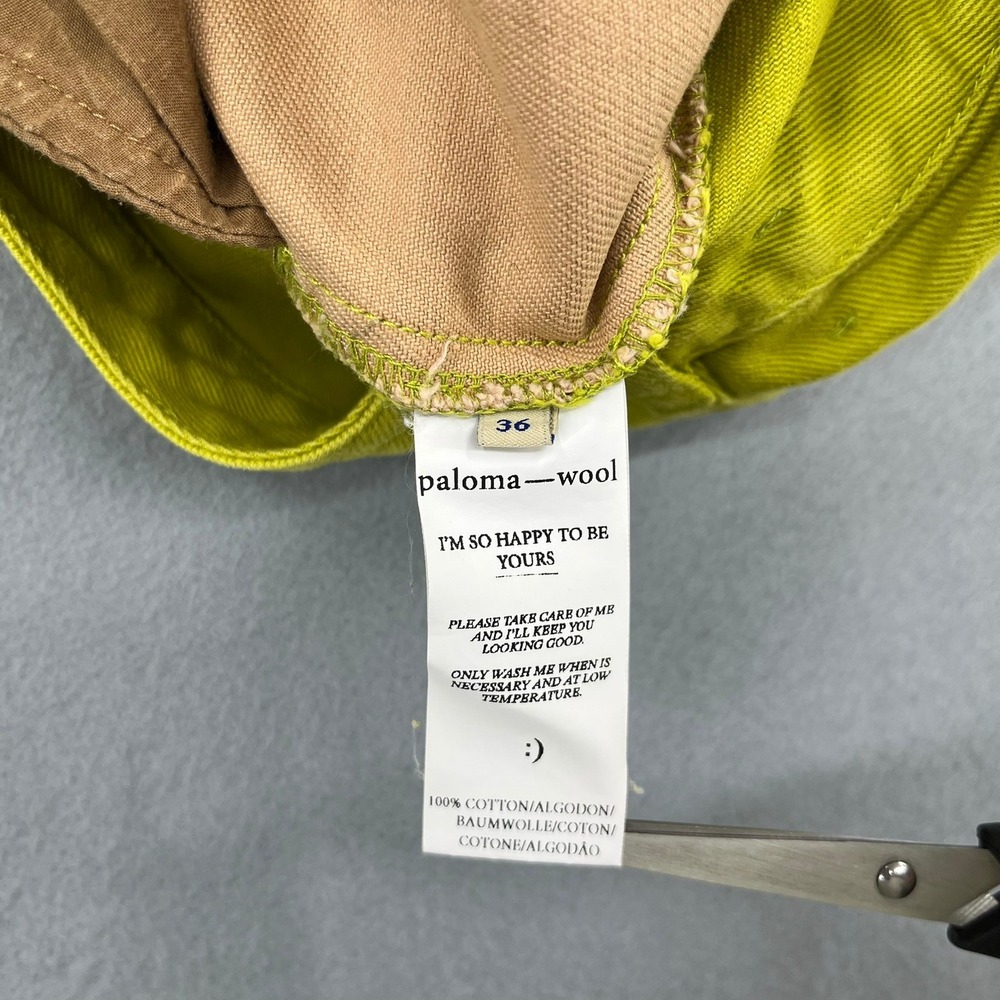 Paloma Wool Women Lime Green Tan Two Tone Colorblock Straight Leg Pants Size 36 - Picture 9 of 14